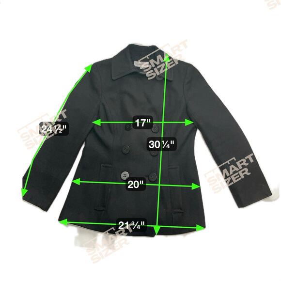 Calvin Klein Women’s Size 12 Black Wool Blend Double-Breasted Pea Coat Pleated - Picture 6 of 8